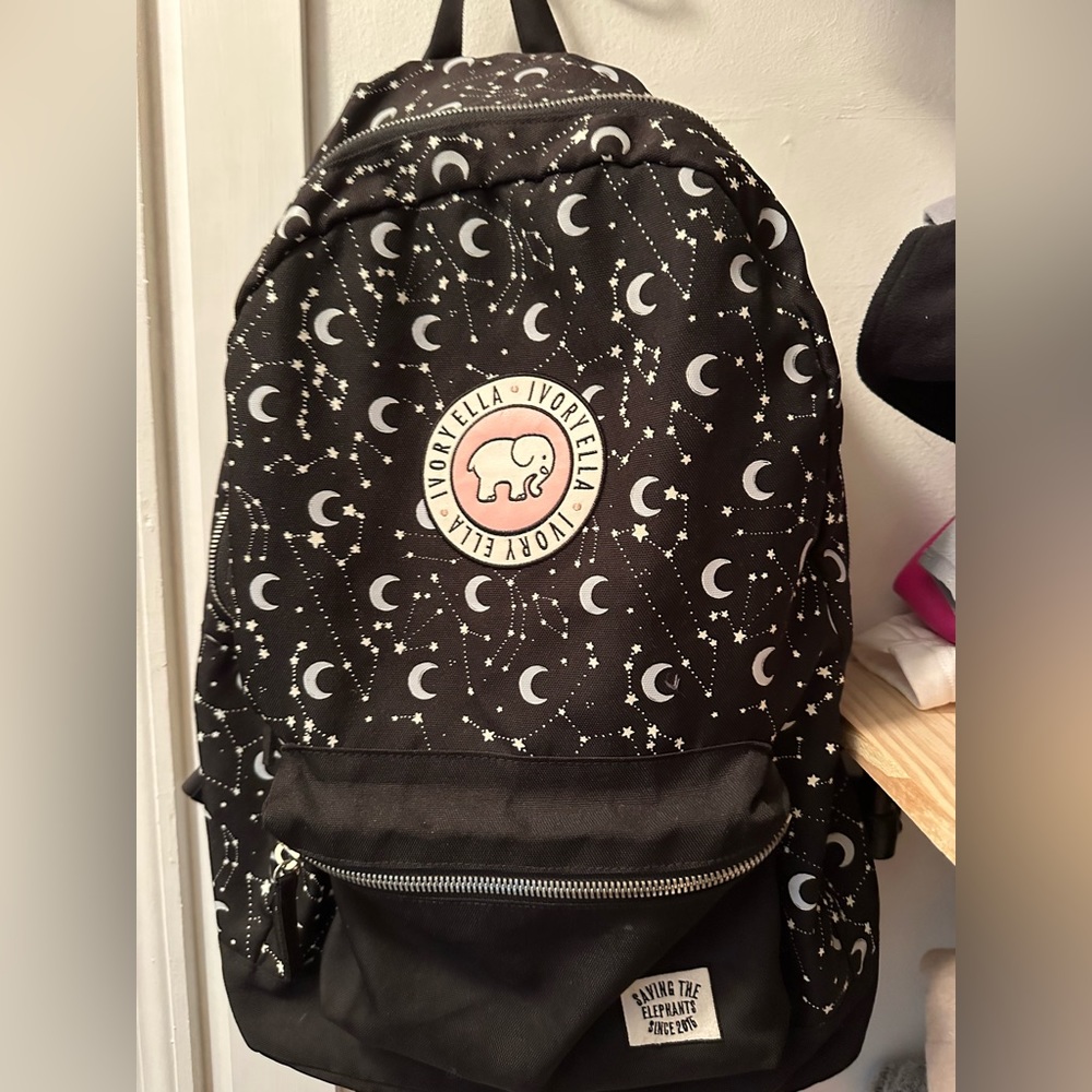 Ivory Ella black backpack with stars
